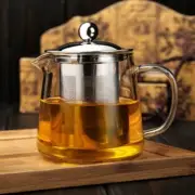 Teapot With Stainless Steel Infuser Clear Glass Safe Elegant Kitchen Kettle Bar