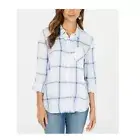 Style & Co Womens Plus 1X White Fresh Plaid Long Sleeve Button Up Top NWT DH47