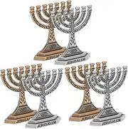 Modern 7-Branch Hanukiah Candle Holder Set Retro Judaica Sticks Holder for Jewish Festival Decor