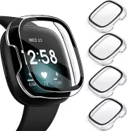For Fitbit Versa 4 3 Sense Tempered Glass Full Cover Case Screen Protector Cover