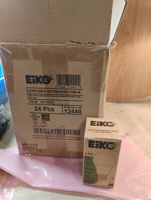 24, EiKO A19 5.5W 450lm Dimmable 4000K E26 Light Bulb - Fast Ship