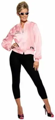 Smiffys 28385L Grease Licensed Dress Ladies Jacket, Pink, Size 16-18