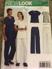 NEW LOOK #6876 - ADULT MEDICAL SCRUBS-TWO STYLE TOP & PANTS PATTERN XS-XL FF