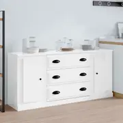 vidaXL Sideboards 3 pcs High Gloss White Engineered Wood