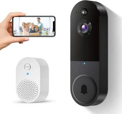 SUNNYJANE 1080P Wireless Video Doorbell Camera with Ring Chime, Smart AI Human D
