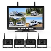 Digital Wireless 10" Monitor Splitscreen 4x Reversing Camera Kit DVR 12-24V QUAD