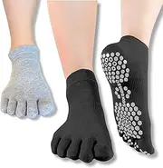 [ss soxsense] Soxsense Multi-Pack Sports Grip Toe Socks with Cushion, Non-Slip Finger Socks for Pilates, Home Gym, Soccer, basketball