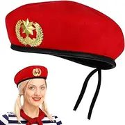 [WRITWAA] Caps Mens Hats Hat for Men Cap for Men Bonnet for Men Cap for Man Captains Hat French Beret Hats for Women Hats for Men Beret Cap Sailor Hat Red Miss