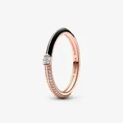 New 100%Genuine Pandora ME Rose Gold Pavé&Black Dual Ring ~182528C01-54 UK N