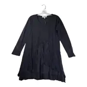 Pretty Angel Black Layered Pheasant Dress Long Sleeve Embroidery Lace Boho Small