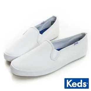 【Keds】CHAMPION SLIP ON 經典皮革休閒小白鞋-白(9191W110018)