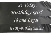 Birthday Sash - Black & White - 18th 21st - 18 And Legal - Girl - Bitches