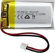 DC 3.7V 550mAh 802035 Rechargeable Lithium Polymer Battery, Suitable for DIY 3.7-5V Electronic Products with Built-in 2-Wire Battery Replacement and LED Lights