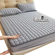 Waterproof Mattress Protector Single/Double/King Size Bed Deep Fitted Sheet, No Pillowcase, Soft Breathable Dirt-Proof Bed Mattress Cover Washable for Bedroom, Hotel(Gray,150x190cm)