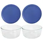 Pyrex 7203 7-Cup Glass Bowl & 7402-PC Amparo Blue Lid, Made in the USA (2-Pack)