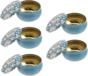 Healeved 5pcs Small Round Tinplate Containers Vintage Deer Design for Wedding Candy Tins Jewelry Sweets Tea Leaves Safe Durable Storage Lightweight Compact