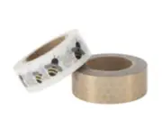 The Paper Studio Washi Tape, Gold, Bees, Buzz, .59" X 10 Yds Per Roll, 2 Rolls