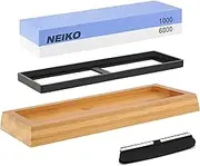 NEIKO 54002A Whetstone 1000/6000, Wet Stone Sharpening Kit, 2Sided, Highly Durable Corundum Water Stone, Angle Guide, Non-Slip Bamboo Base, Knife Sharpening Stone for Knives, Whetstone Knife Sharpener