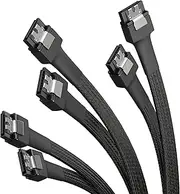 KabelDirekt – 3x SATA 3 cables 6Gb/s – 30cm, straight connector (data cable, 6Gbit/s, SATA III/Serial ATA, L connector, set of 3 cables, connects hard drives/SSDs/hard disks to the motherboard, black)