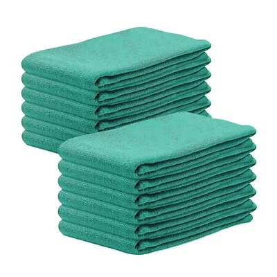 Premium Green Huck Towels for Cleaning - 15 x 27 inch Multipurpose Wiping Towels