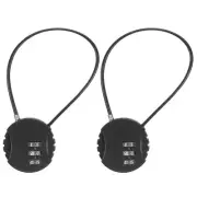 2 Pack 3 Digit Combination Lock 0.44Ft Wire Cable, Round Helmet Padlock Black