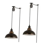 Industrial Plug in Pulley Pendant Light with 19.5ft Cord On/Off Switch,