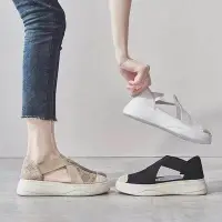 在飛比找Yahoo!奇摩拍賣優惠-現貨熱銷-漁夫鞋 厚底涼鞋 韓國新款單鞋 網紅鏤空透氣厚底松