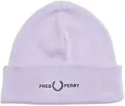 [Fred Perry] Classic Cotton-Blend Graphic Beanie Featuring The Logo in Lilac Soul - One Size, Lilac Soul, One size