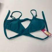 Xhilaration Juniors' Tie Front Padded Bikini Swim Top Teal Size Large (8-10)