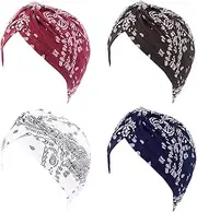 [LETSIQS] Women's Cotton Turban Head Wrap Cancer Chemo Beanies Cap Headwear Cap Bonnet Hair Loss Hat