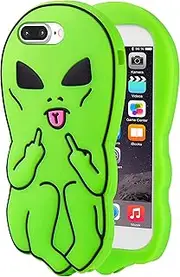 Joyleop Funny Soft Silicone Cool Design Case - for Women Boys Men for iPhone 6/7/8 Plus Cute Cover Fashion CasesGreen Alien