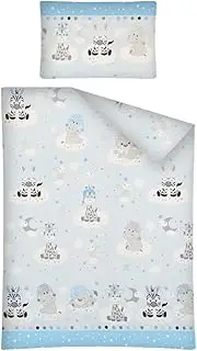 Soft Dream Children's Bed Linen Baby Bed Linen 100 x 135 cm 40 x 60 cm Various Designs with Animals for Girls and Boys (100 x 135 cm, Animals 3 (Blue)