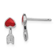 Sterling Silver Rhodium-Plated Madi K Enamel Arrow Post Earrings