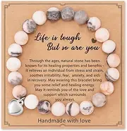 [RFTWXHPN] Get Well Soon Gift Bracelets for Women Healing Stone Bracelet Anti Anxiety Bracelets Inspirational Gifts Bracelets for Women Girls Stress Relief Natural Stone Bracelet Gift
