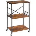 Kitchen Shelf Cart, 3-Tier Microwave Oven Stand, Baker’s Rack with Metal Fram...