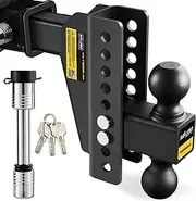 Drop Hitch - Adjustable Trailer Hitch,Tow Hitches with 8-Inch Drop/Rise for Truck (12,500 LBS GTW),Adjustable Hitch 2 Inch Receiver,Trailer Hitches with Double Anti-Theft Locking Hitch Pins