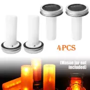 4pcs Solar Led Lights Flame Candle Outdoor Lamps Mason Jar Garden Solar Lantern