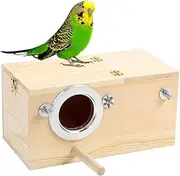 [BEANPRECOY] Parakeet Nesting Box Natural Wood Bird Nest Breeding Box Cage AviaryParrots Mating Aviary Hatching House Mating Cage Nest Wood House for Finch Lovebirds Cockatiel Budgie Conure Parrot