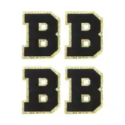 4Pcs Chenille Letter Patches Iron on Letter Patches Black B Alphabet Decorative