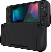 PlayVital Upgraded Dockable Case Grip Cover for Nintendo Switch, Ergonomic Protective Case for Nintendo Switch, Separable Protector Hard Shell for Joycon - Black