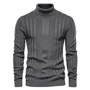 Men's Sweater Pullover Sweater Jumper Knitwear Ribbed Knit Regular Tops Color Block Turtleneck Knitwear Neutral Outdoor Clothing Apparel Spring Fall Black Ye