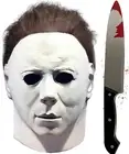 HFAN Michael Myers Mask with Plastic Knife, Adult Latex Michael Myers Face Co...