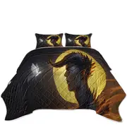 Fantasy Art Dragon Man and Dove Coverlet