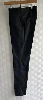 Tiffany & Co Black Flat Front Dress Pants Trousers Size 29/30 Business Unhemmed