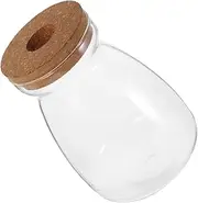 SUPVOX Terrarium Glass Jar with Cork Lid Desktop Plant Container for Hydroponics Unique Round Design for Miniature Landscapes Tabletop Decoration for Home Office