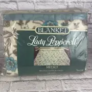 Vintage Lady Pepperell Floral MEDICI Polyester Blanket Twin/Full 72x90
