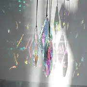 Pack of 3 5 Inch Large Crystal Suncatchers, Hanging Crystals with Glass Prism, Suncatcher Crystal Rainbow Maker for Room, Window, Garden, Aesthetic Home Decoration