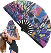 [Generic] Hand Held Fans Foldable - Large 13 Inch Folding Hand Popping Fans,Decorative Foldable Craft, Kung Fu Craft, Home Decoration For Festival Wedding