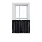 28x30 Black Tailored Tier Curtain Pair Light Filtering Window Treatment Set