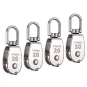 4 Pack M20 Lifting Single Pulley Stainless Steel Crane Swivel Hook Pulley Roller